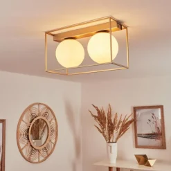 hofstein Plafonnier Finnseter Champagne, 2 lumières