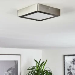 hofstein Plafonnier Finsrud LED Nickel mat, 1 lumière