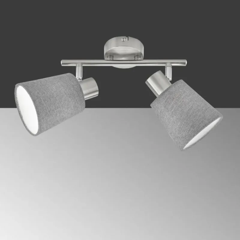 Lampes En Tissu-Luminaires Fischer & Honsel Plafonnier Fischer & Honsel Jeff Nickel mat, 2 lumières