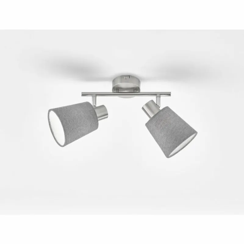 Lampes En Tissu-Luminaires Fischer & Honsel Plafonnier Fischer & Honsel Jeff Nickel mat, 2 lumières