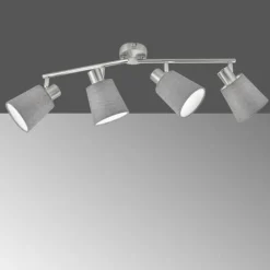 Lampes En Tissu-Luminaires Fischer & Honsel Plafonnier Fischer & Honsel Jeff Nickel mat, 4 lumières