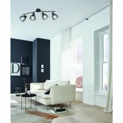 Luminaires Fischer & Honsel Plafonnier Fischer & Honsel Tilda Noir, 4 lumières* Plafonniers