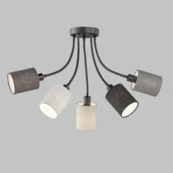 Lampes En Tissu-Luminaires Fischer & Honsel Plafonnier Fischer & Honsel Koi Noir, 5 lumières