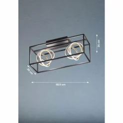 Luminaires Fischer & Honsel Plafonnier Fischer & Honsel Gisi LED Noir, 2 lumières, Télécommandes* Éclairage Led