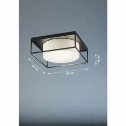 Lampes En Tissu-Luminaires Fischer & Honsel Plafonnier Fischer & Honsel Carre Noir, 3 lumières