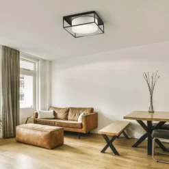 Lampes En Tissu-Luminaires Fischer & Honsel Plafonnier Fischer & Honsel Carre Noir, 4 lumières