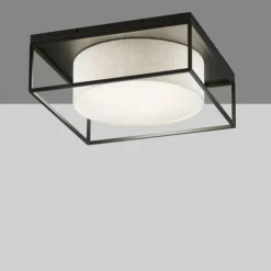 Lampes En Tissu-Luminaires Fischer & Honsel Plafonnier Fischer & Honsel Carre Noir, 4 lumières