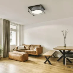 Lampes En Tissu-Luminaires Fischer & Honsel Plafonnier Fischer & Honsel Carre Noir, 4 lumières