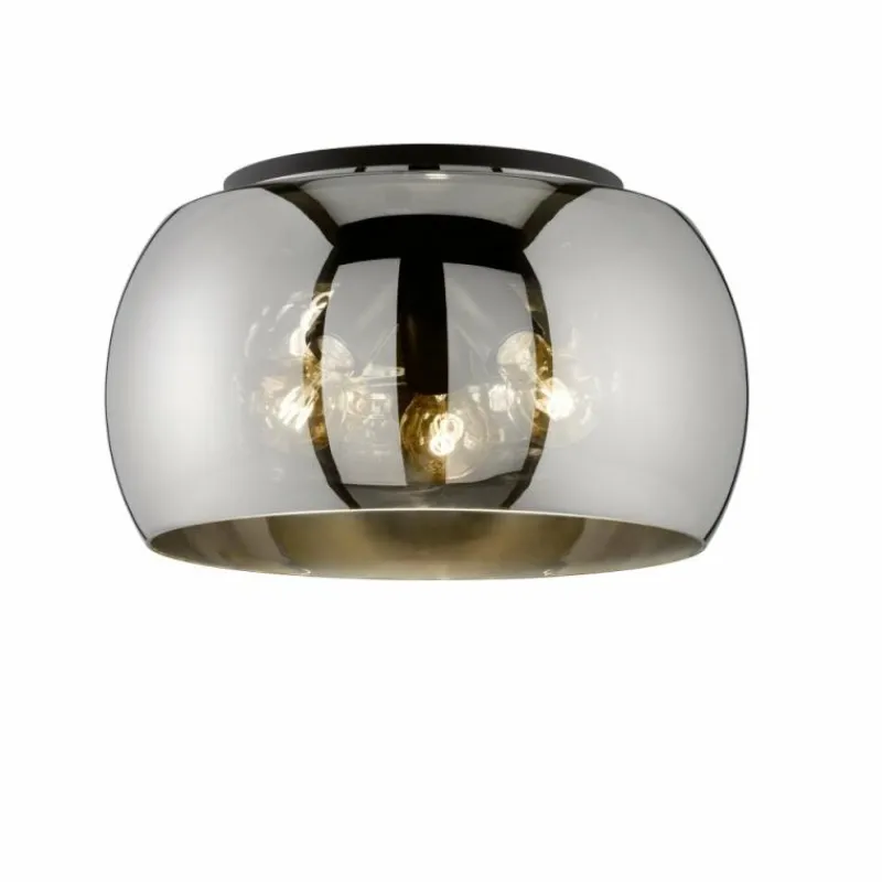 Suspension Verre Fumé-Luminaires Fischer & Honsel Plafonnier Fischer & Honsel Dima Noir, 3 lumières