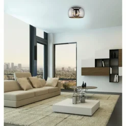 Suspension Verre Fumé-Luminaires Fischer & Honsel Plafonnier Fischer & Honsel Dima Noir, 3 lumières