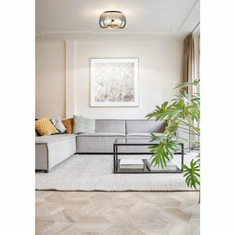 Suspension Verre Fumé-Luminaires Fischer & Honsel Plafonnier Fischer & Honsel Dima Noir, 3 lumières