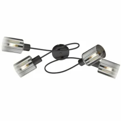 Suspension Verre Fumé-Luminaires Fischer & Honsel Plafonnier Fischer & Honsel Iska Noir, 4 lumières