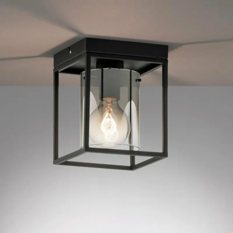 Suspension Verre Fumé-Luminaires Fischer & Honsel Plafonnier Fischer & Honsel Samu Noir, 1 lumière