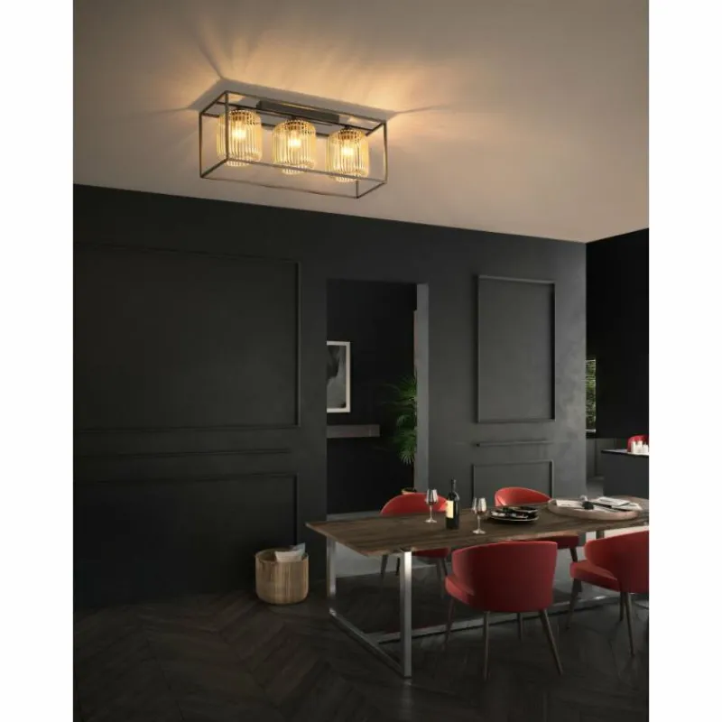 Lampes Dorées-Luminaires Fischer & Honsel Plafonnier Fischer & Honsel Caydo Noir, 3 lumières