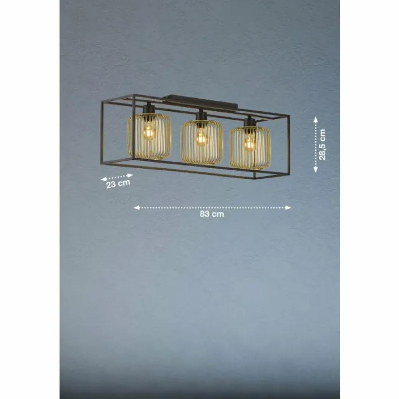 Lampes Dorées-Luminaires Fischer & Honsel Plafonnier Fischer & Honsel Caydo Noir, 3 lumières