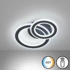 Luminaires Fischer & Honsel Plafonnier Fischer & Honsel Elvas LED Noir, 1 lumière, Télécommandes