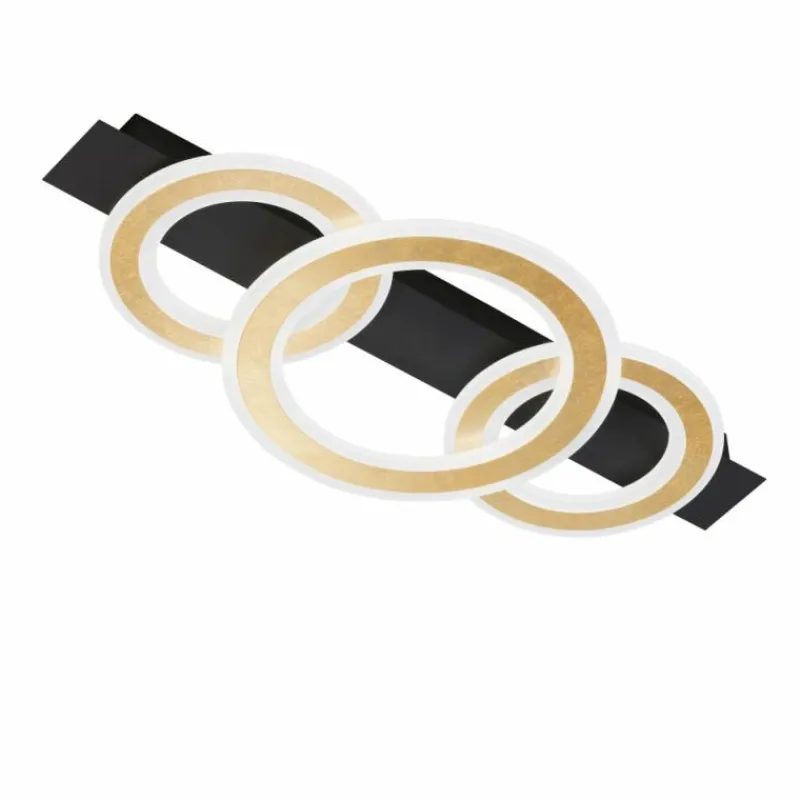 Luminaires Fischer & Honsel Plafonnier Fischer & Honsel Circle LED Noir, 1 lumière, Télécommandes