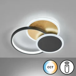 Luminaires Fischer & Honsel Plafonnier Fischer & Honsel Tomo LED Noir, 1 lumière, Télécommandes* Éclairage Led