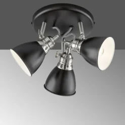 Luminaires Fischer & Honsel Plafonnier Fischer-Honsel Wales Noir, 3 lumières* Plafonniers