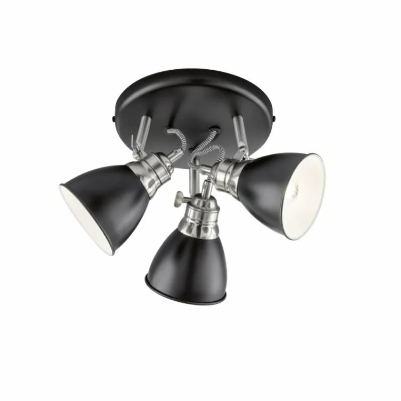 Luminaires Fischer & Honsel Plafonnier Fischer-Honsel Wales Noir, 3 lumières* Plafonniers