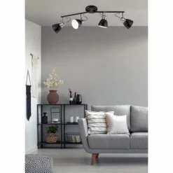 Luminaires Fischer & Honsel Plafonnier Fischer-Honsel Wales Noir, 4 lumières* Plafonniers