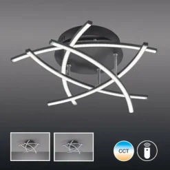 Luminaires Fischer & Honsel Plafonnier Fischer-Honsel Cross TW LED Noir, 5 lumières, Télécommandes* Éclairage Led