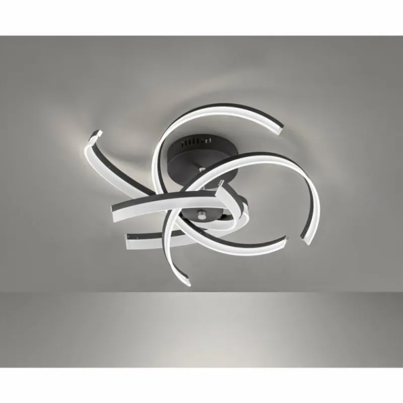 Luminaires Fischer & Honsel Plafonnier Fischer-Honsel Sund TW LED Noir, 4 lumières, Télécommandes* Éclairage Led