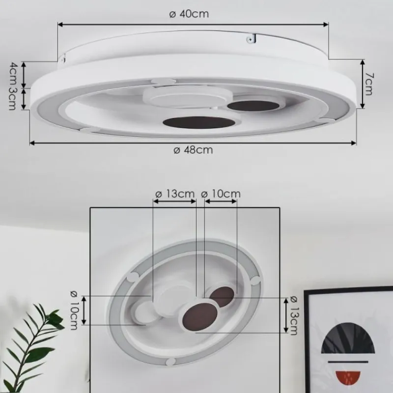 hofstein Plafonnier Fitili LED Blanc, 1 lumière, Télécommandes