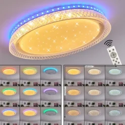 hofstein Plafonnier Fondaco LED Blanc, 1 lumière, Télécommandes, Changeur de couleurs