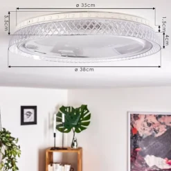 hofstein Plafonnier Fondaco LED Blanc, 1 lumière, Télécommandes, Changeur de couleurs