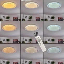 hofstein Plafonnier Fondaco LED Blanc, 1 lumière, Télécommandes, Changeur de couleurs