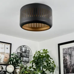 Lampes Dorées-hofstein Plafonnier Fournie Noir, 1 lumière