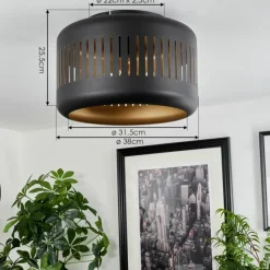 Lampes Dorées-hofstein Plafonnier Fournie Noir, 1 lumière