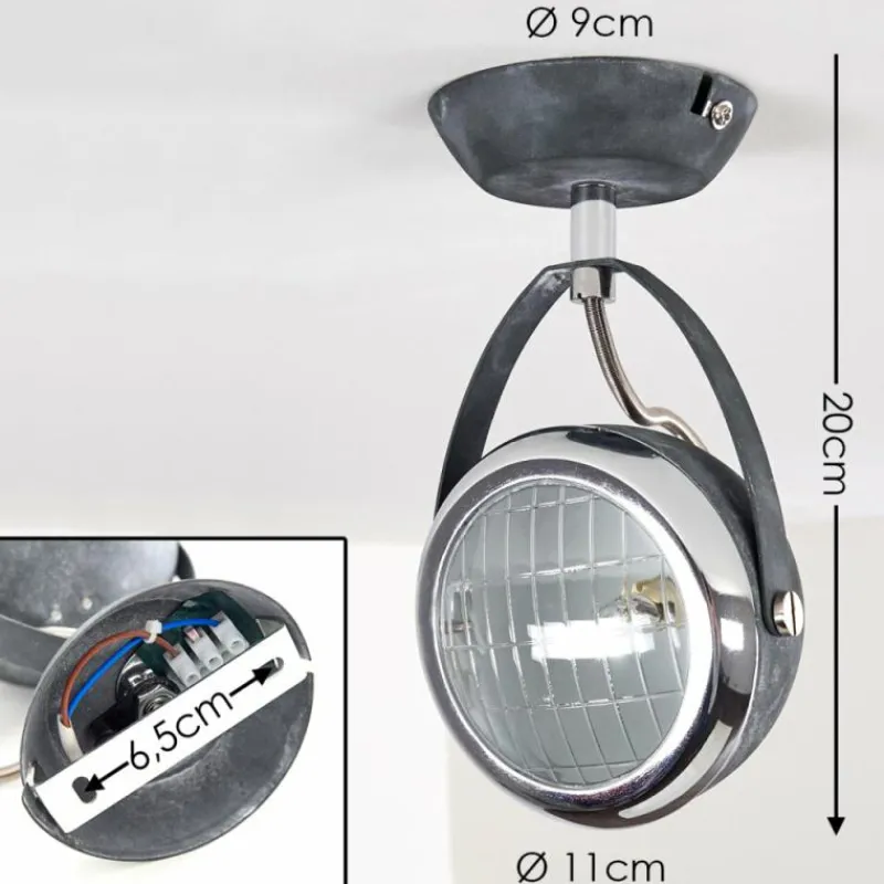 hofstein Plafonnier Foverup Chrome, Gris, 1 lumière