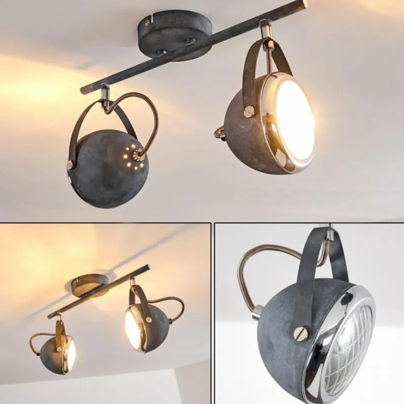 hofstein Plafonnier Foverup Chrome, Gris, 2 lumières