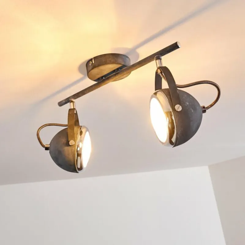 hofstein Plafonnier Foverup Chrome, Gris, 2 lumières