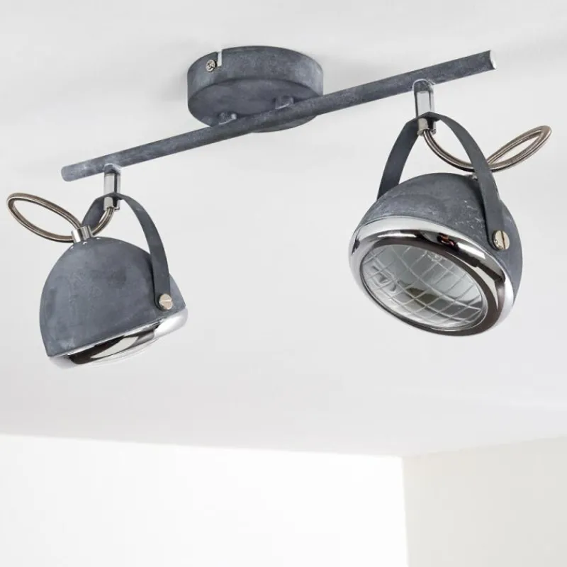 hofstein Plafonnier Foverup Chrome, Gris, 2 lumières