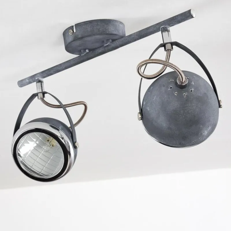 hofstein Plafonnier Foverup Chrome, Gris, 2 lumières