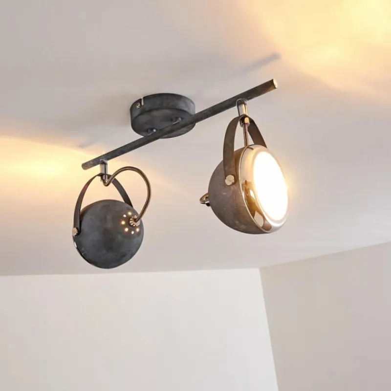 hofstein Plafonnier Foverup Chrome, Gris, 2 lumières