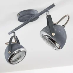 hofstein Plafonnier Foverup Chrome, Gris, 2 lumières