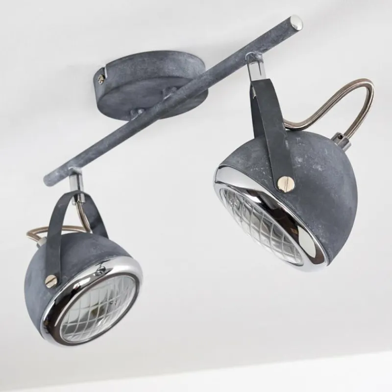 hofstein Plafonnier Foverup Chrome, Gris, 2 lumières