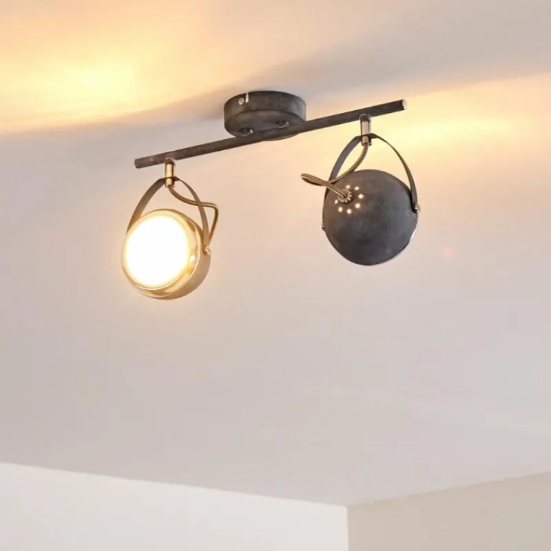 hofstein Plafonnier Foverup Chrome, Gris, 2 lumières