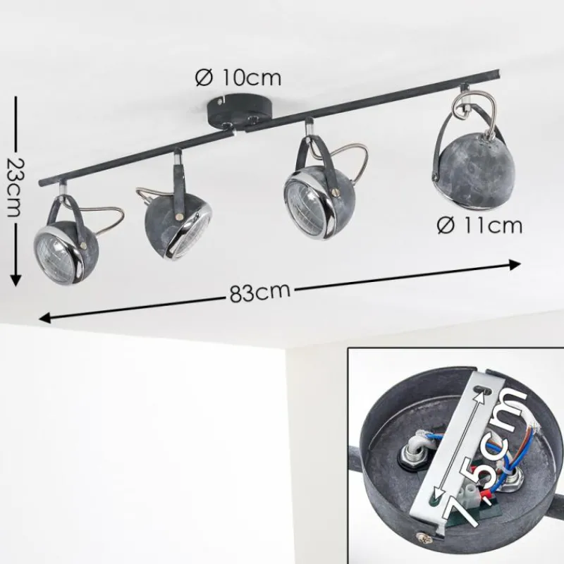 hofstein Plafonnier Foverup Chrome, Gris, 4 lumières
