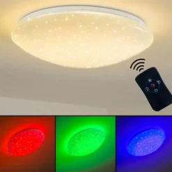 hofstein Plafonnier FOXES LED Blanc, 1 lumière, Télécommandes, Changeur de couleurs* Éclairage Led