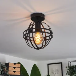 Lampes Industrielles-hofstein Plafonnier Freguesia Noir, 1 lumière