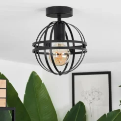 Lampes Industrielles-hofstein Plafonnier Freguesia Noir, 1 lumière