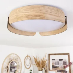 hofstein Plafonnier Fuscado LED Couleur bois, 1 lumière