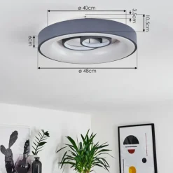hofstein Plafonnier Gabbiana LED Gris, Blanc, 1 lumière, Télécommandes
