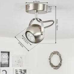 hofstein Plafonnier Gadmen Chrome, Nickel mat, 1 lumière