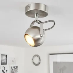 hofstein Plafonnier Gadmen Chrome, Nickel mat, 1 lumière